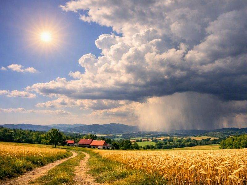 realisticna pokrajina vrocina nevihta poletna ploha