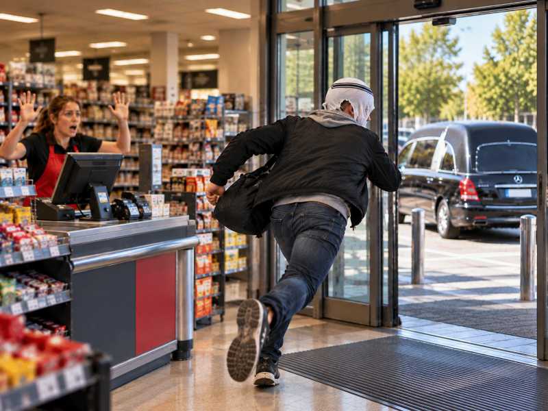 Spodnje gate namesto maske: Rop mu je spodletel, zato je ukradel še pogrebni avto 1 belgija rop spodnje gate pogrebni avto