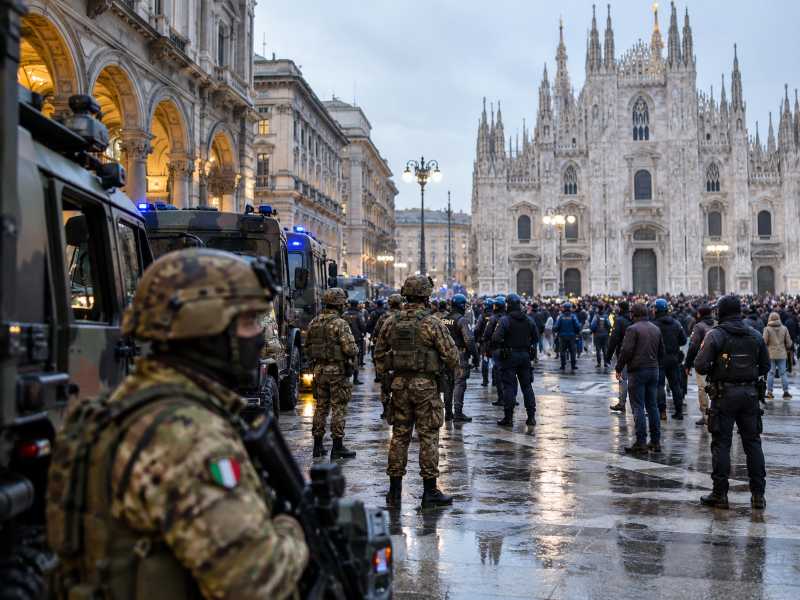 milano protesti 1400 varnostnih sil 2026