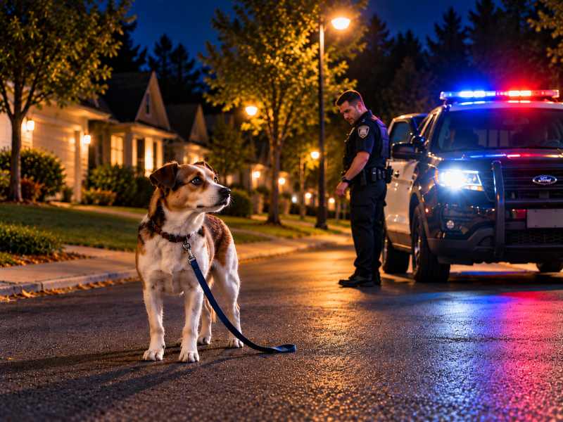 pes ustavil policista sledil do hise