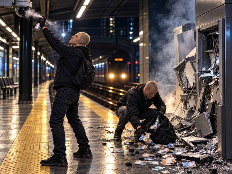 razstreljen bankomat berlin metro
